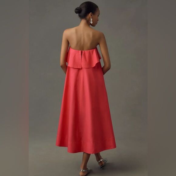 Anthropologie Strapless Flounce A-Line Midi Dress NWT - Picture 2 of 11